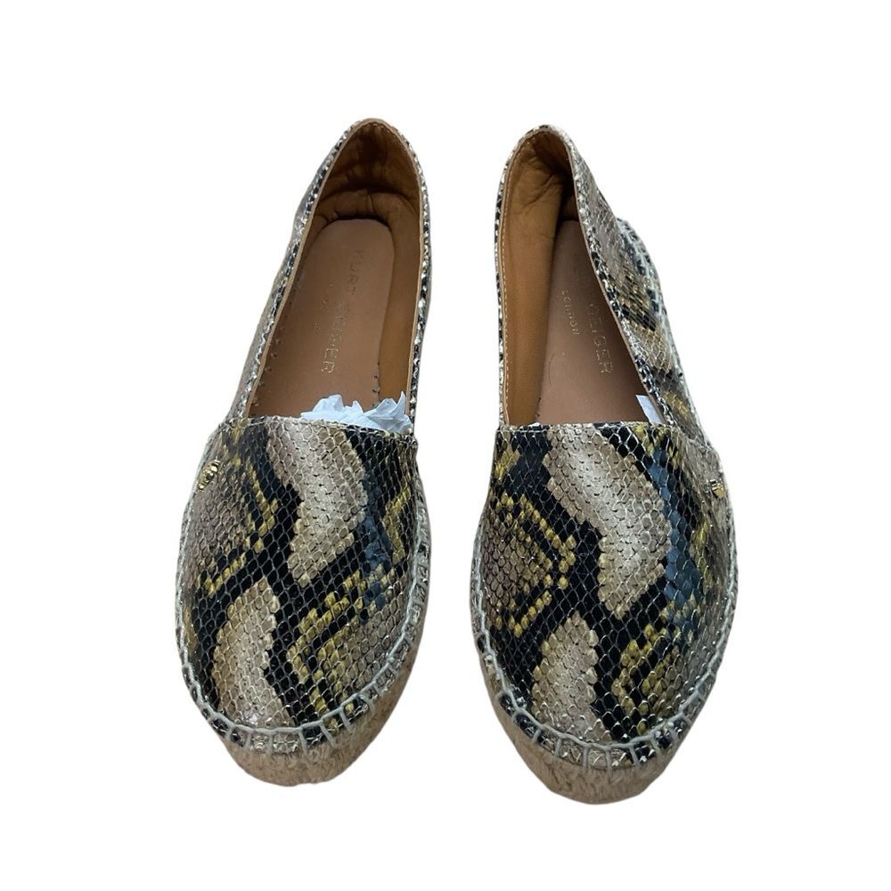 Kurt Geiger London Leather Morella Snakeskin Espardrille Pull-On Shoes Size 7.5